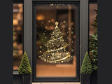 2Pcs Golden Christmas Tree Printed Stickers for Window Decoration