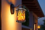 2pcs Solar Powered Flame Lantern Outdoor Garden Hanging LED Lamp for Patio Decor