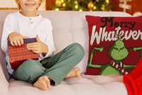 4Pcs Grinch Inspired Christmas Linen Pillow Covers