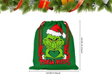 Grinch Drawstring Bags Christmas Candy Bag Gift Bag Xmas Party Storage Pouches