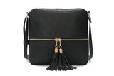 Women Crossbody Messenger Bag Shoulder Bag with Tassel Zipper