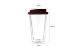 Double Walled Glass Coffee Mug Drinking Coffee Cup with Silicone Lid