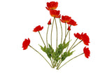 4 Head Artificial Poppy Flowers Papaver Rhoeas Flocking Stem Bouquet