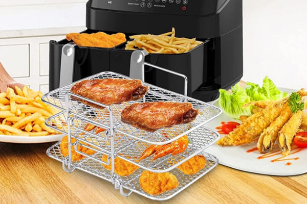 Multi-layered Stainless Steel Air Fryer Rack Compatible with Ninja DZ201 DZ401