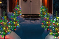 4Pcs Solar Christmas Garden Stake Light Decorative Xmas Tree with 80Pcs Strawberry Light