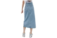 High Waist Split Thigh Denim Skirt