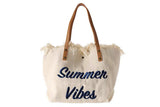 Women's Large Canvas Beach Tote Bag Fringe Shoulder Bag