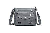 Retro Multi Pockets Crossbody Bag PU Leather Crossbody Shoulder Bag