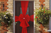 Large Red Christmas Door Bow for Outdoor Holiday Home Decoration
