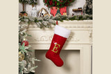 Red Flannel Christmas Stocking with Letter Design