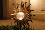 Solar Powered Garden Lights Antique Brass Hollow-Carved Metal Stake Lights