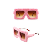 Y2K Plush Fuzzy Square Glasses