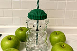 Cute Bear Shaped Glass Cup with Straw and Lid 500ML Bear Drinking Bottle