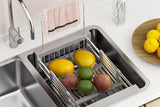 Extendable Stainless Steel Sink Strainer Drain Basket Dish Drying Rack