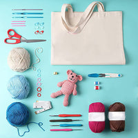 73Pcs Crochet Kit Crochet Hooks Knitting Needles Yarn Balls and Tote Bag Set