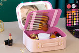 Rechargeable Lighted LED Mirror Makeup Case Cosmetic Organizer
