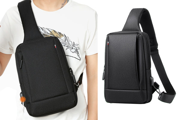 Chest Bag Sling Bag for Men with USB Charging Port