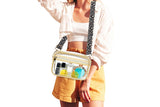 Clear Crossbody Bag Stadium Approved Clear Purse with Leopard Print Shoulder Strap