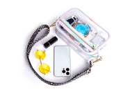 Clear Crossbody Bag Stadium Approved Clear Purse with Leopard Print Shoulder Strap
