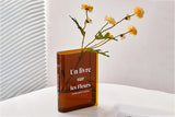 Plastic Clear Book Vase for Flowers Bookshelf Vase Decoration