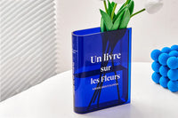 Plastic Clear Book Vase for Flowers Bookshelf Vase Decoration