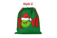 Grinch Drawstring Bags Christmas Candy Bag Gift Bag Xmas Party Storage Pouches