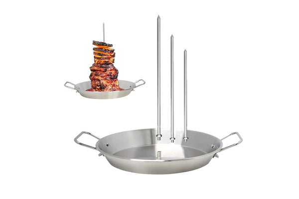 Stainless Steel BBQ Vertical Skewer Spit Stand For Grill with 3 Removable Spikes