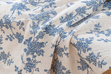 135x180cm Retro Blue Rose Floral Cotton Linen Fabric Tablecloth