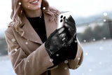 Womens Winter PU Leather Touchscreen Gloves