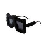 Y2K Plush Fuzzy Square Glasses