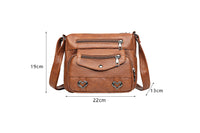 Retro Multi Pockets Crossbody Bag PU Leather Crossbody Shoulder Bag
