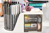 Rotating Desk Organizer with 2 Drawer Multi-Functional Pen Holder