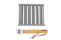 Sausage Roller Stainless Steel Rack Hot Dog Grill with Wooden Handle and 4 BBQ Skewers