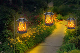 2pcs Solar Powered Flame Lantern Outdoor Garden Hanging LED Lamp for Patio Decor