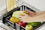 Extendable Stainless Steel Sink Strainer Drain Basket Dish Drying Rack