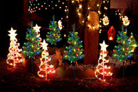 4Pcs Solar Christmas Garden Stake Light Decorative Xmas Tree with 80Pcs Strawberry Light