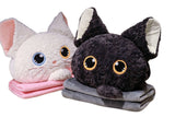3-in-1 Pillow Blanket Hand Warmer Cat Head Shaped Cushion