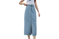 High Waist Split Thigh Denim Skirt