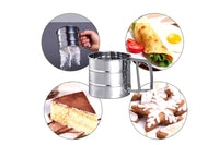 Stainless Steel Flour Sifter One Hand Press Crank Sifter for Powdered Sugar Shaker Duster