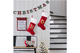 Red Flannel Christmas Stocking with Letter Design