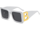 Oversized Retro Square Sunglasses with B-Logo Design