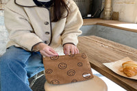 Cute Smile Dots  Makeup Bag Corduroy Face Case Handbag with Zipper