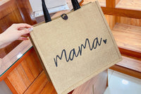 Jute Tote Bag with Handle Reusable Handbags Burlap Tote Mama Bag