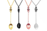 4Pcs Mini Crown Spoon Necklace Pendant Charm for Festival Cutlery Tea Party