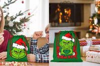 Grinch Drawstring Bags Christmas Candy Bag Gift Bag Xmas Party Storage Pouches