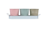 3Pcs Metal Herb Plant Pot with Tray and 10Pcs Mini Chalkboard Wooden Plant Tags Stakes