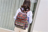 Boho Style Flap Drawstring Backpack Shoulder Bag Outdoor Travel Bag