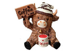 One Pair Cute Highland Cow Coffee Figurines Resin Statues Desk Decor Coffee Bar Accents