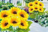2Pcs Solar Sunflower Lights for Outdoor Garden Patio Lawn