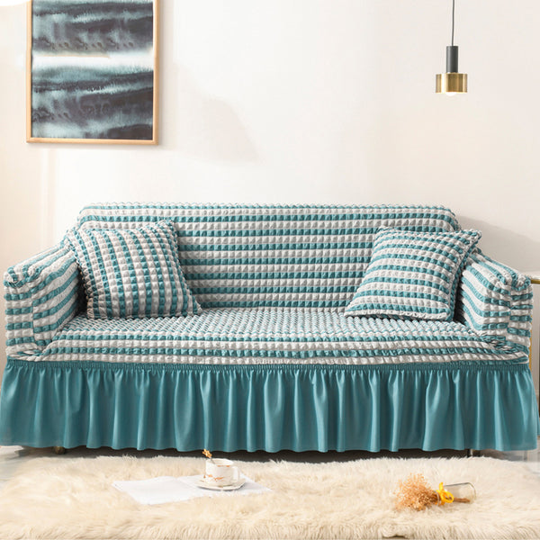 3D Bubble Lattice Stretch Sofa Cover Anti-Slip Slipcover with Skirt